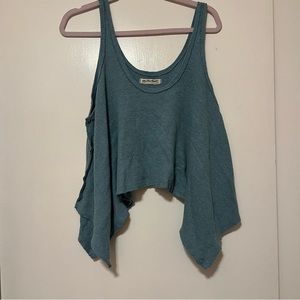 We the Free Asymmetrical Cropped Blue Sweater
